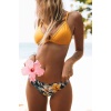 Baskılı Üstü Sarı Bikini Takım Çok Renkli
