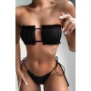  Brezilya Model Büzgülü Bağlamalı Bikini Takım Siyah