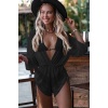 Şifon Pareo Plaj Elbesi Cover Up Kimono Siyah