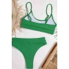  Yüksek Bel Fitilli Kumaş Tankini Bikini Üstü Yeşil