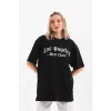 Unisex Baskılı Oversize T-Shirt - Siyah