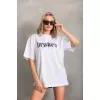 Unisex Baskılı Oversize T-Shirt - Beyaz