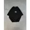 Unisex Bisiklet Yaka Baskılı Oversize T-Shirt - Siyah