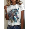 Kadın Kısa Kollu At Baskılı Süprem T-shirt