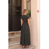 Kadın Kısa Kollu Eteği Volanlı Puantiyeli Krep Elbise