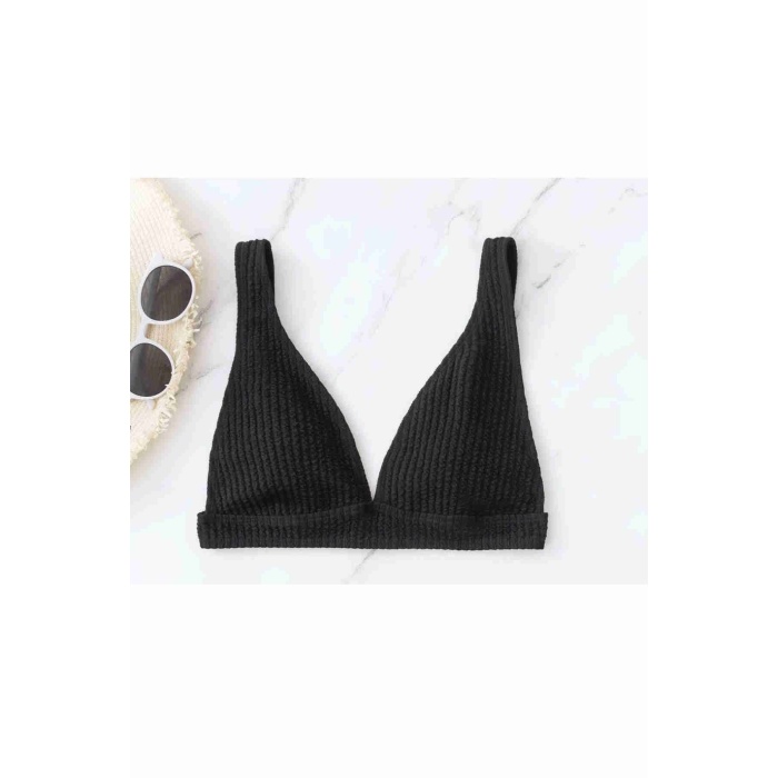  Özel Kumaş Bikini Üstü Siyah