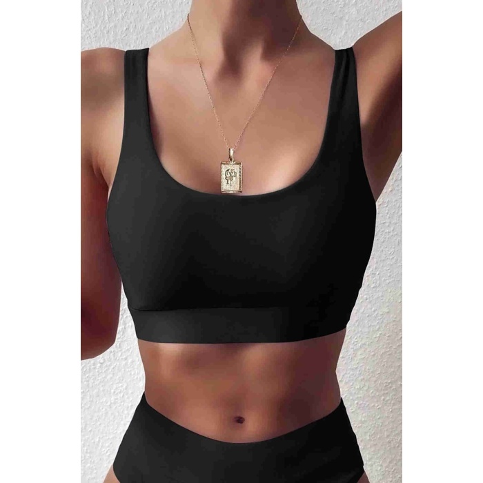  Şık Tankini Bikini Üstü Siyah