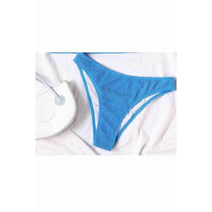  Özel Fitilli Kumaş Bikini Altı Mavi