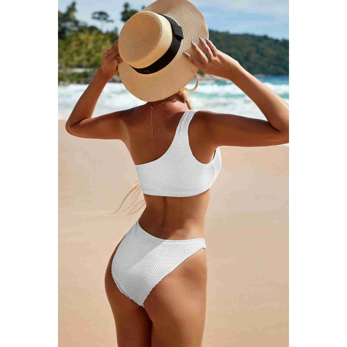 Özel Fitilli Kumaş Bikini Altı Beyaz