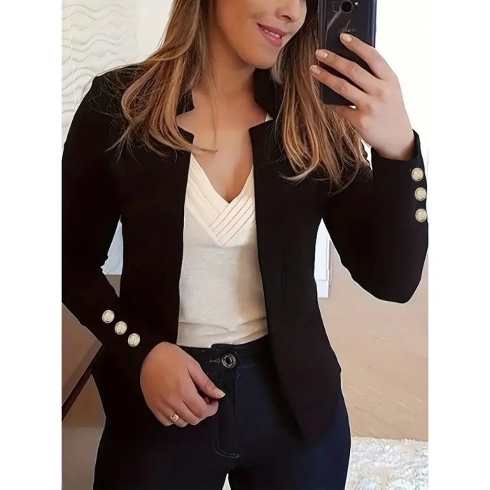 Kadın Uzun Kollu Kol Düğme Detay Ithal Krep Ceket