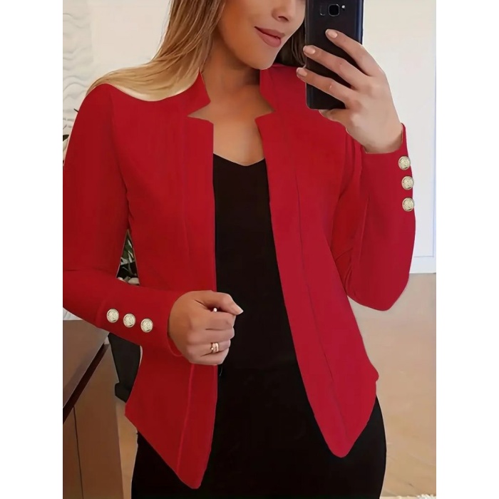 Kadın Uzun Kollu Kol Düğme Detay Ithal Krep Ceket