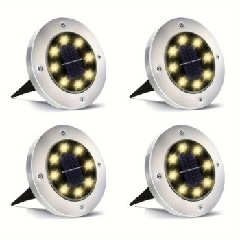 Solar Güneş Enerjili 8 ledli Kazıklı Çim Zemin Bahçe Aydınlatması 4 Lü Set