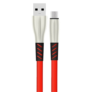 KYL06 S88 Metal Uçlu Micro USB Kablo 1M 2.4A - Kırmızı