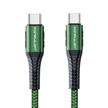 KYL06 DC43 Type-C to Type-C 1M Örgü 60W Hızlı Şarj Kablo - Yeşil