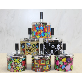 Metal Renkli Basmalı Küllük Yuvarlak Alk4529