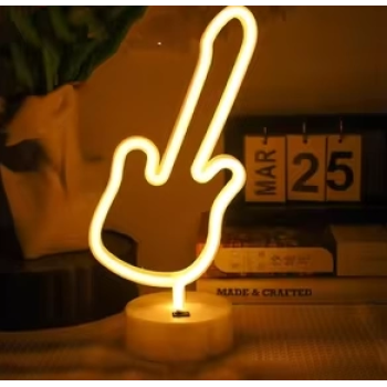 Neon Gitar Masa Lambası Pil+usb