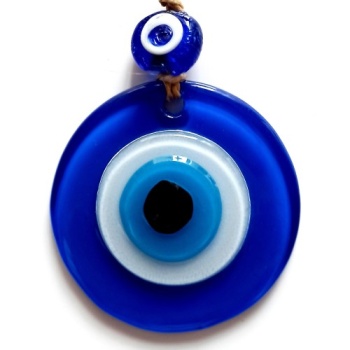 Nazar Boncuklu Mavi Renk Mini Duvar Süsü Dekoratif Hediyelik Cam Eşya