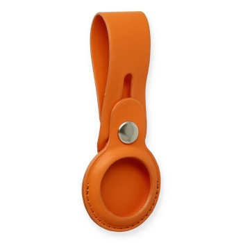 KYL06 Airtag Askılı Deri Kılıf - Turuncu