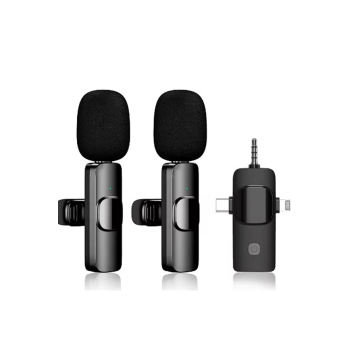 Yüksek Kalite Profesyonel 3 In 1 Kablosuz Taşınabilir Yaka Mikrofonu Youtube Facebook Tiktok
