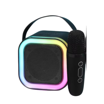Karaoke Kablosuz Hoparlör Mikrofonlu Rgb Işıklı Bluetooth Speaker Tf Kart/usb Siyah