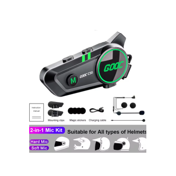 C50 2x Motosiklet Intercom Kask Kulaklık 1000 Mah Rgb Işıklı Çift Eşleşme