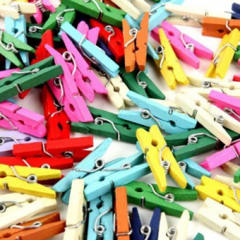 50li Renkli Ahşap Mandal 3.5cm (12li Paket-600 Adet)