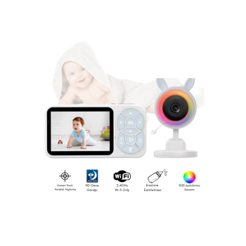 Bebek Kamerası Kumandalı Monitörlü Konuşma Özellikli Işıklı Gece Görüslü Hatırlatıcılı Kamera