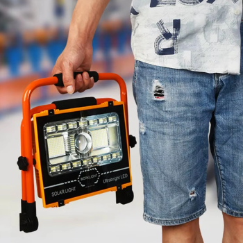 Wt-734 P70 Led Solar Panel Şarjlı Taşınabilir Projektör (176 Smd + Yan Led)