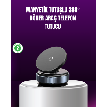 Araç İçi Manyetik Telefon Tutucu 360° Döner Vakumlu Stand
