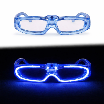 Mavi Led Işıklı Parti Gözlüğü 3 Modlu – Glow  Gece Eğlence Gözlüğü