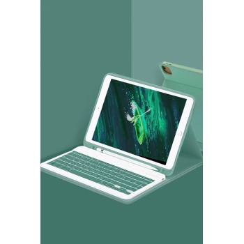 KYL06 iPad Pro 11 (2022) Kılıf KC01 Smart Klavyeli Tablet Kılıfı - Koyu Yeşil