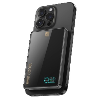 KYL06 PW598 10.000 mAh Dijital Göstergeli 20W Type-C ve 15W Kablosuz Şarj PD Hızlı Şarj Magsafe Powerbank - Siyah