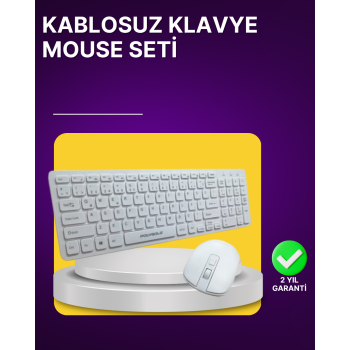 Kablosuz Klavye ve Mouse Seti - Ergonomik Tasarım, Sessiz Kullanım, Geniş Uyumluluk