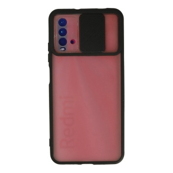 KYL06 Xiaomi Redmi 9T Kılıf Palm Buzlu Kamera Sürgülü Silikon - Siyah
