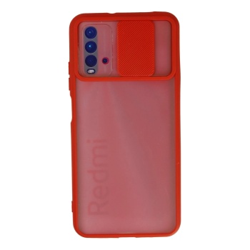 KYL06 Xiaomi Redmi 9T Kılıf Palm Buzlu Kamera Sürgülü Silikon - Kırmızı