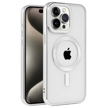 KYL06 iPhone 15 Pro Kılıf Kronos Magsafe Kapak - Gümüş
