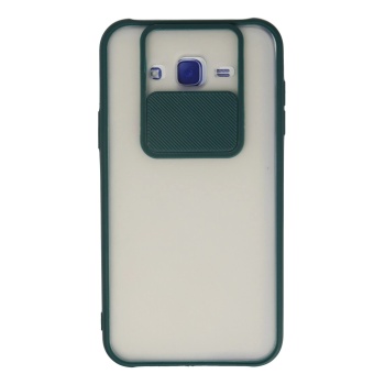 KYL06 Samsung Galaxy J7 Kılıf Palm Buzlu Kamera Sürgülü Silikon - Yeşil