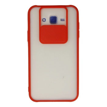 KYL06 Samsung Galaxy J7 Kılıf Palm Buzlu Kamera Sürgülü Silikon - Kırmızı