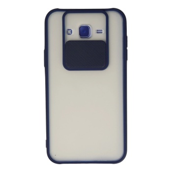 KYL06 Samsung Galaxy J7 Kılıf Palm Buzlu Kamera Sürgülü Silikon - Lacivert