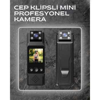 WiFi Destekli Mini Kamera – 180° Dönebilen Lens, 1080P Video, TFT Ekranlı