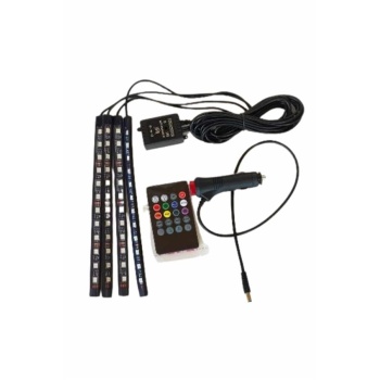 12 Ledli RGB Işıklı Araç Içi Ayak Altı Led Oto Ampul Kumandalı 7 Renk