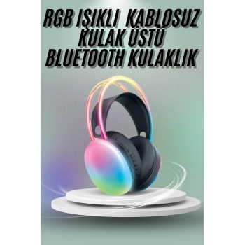 Kulak Üstü Kablosuz Bluetooth Kulaklık Unısex Renkli Işıklı Kulaklık