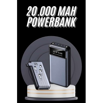 Hızlı Şarj Özellikli 20.000 Mah Dijital Göstergeli USB Girişli Android ve İOS Uyumlu Powerbank