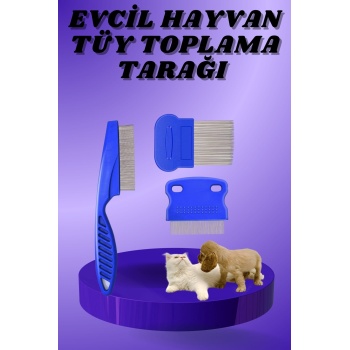 Kedi Köpek Tüy Bit Pire Toplayıcı Toplama Temizleme Tarağı Tarak Seti 4lü Set