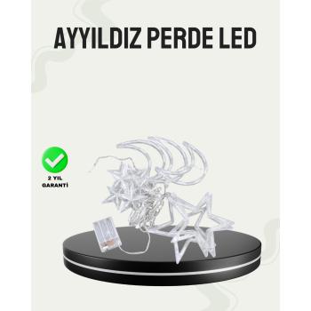 İç ve Dış Mekan Uyumlu Pilli Yıldız Ay Peri Led Perde