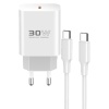 KYL06 C87C 30W Type-C Çıkışlı Ekstra DL51 1M Type-C to Type-C Kablolu PD Şarj Cihazı - Beyaz