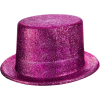 Fuşya Pembe Renk Parıltılı Simli Fötr Silindir Parti Şapkası