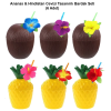 Ananas  Hindistan Cevizi Tasarımlı Pipetli Bardak Seti (6 Adet)
