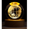 Dekoratif Dünya Tasarımlı Ahşap Altlıklı Işıklı Cam Küre Büyük Boy Cam:8cm Ahşap:2cm