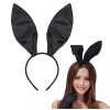 Siyah Renk Saten Kaplama Şekil Verilebilir Tavşan Kulak Taç 35x11 Cm